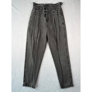 Free People Paperbag Pants XS Button Fly Drawstring Black Jogger Jeans